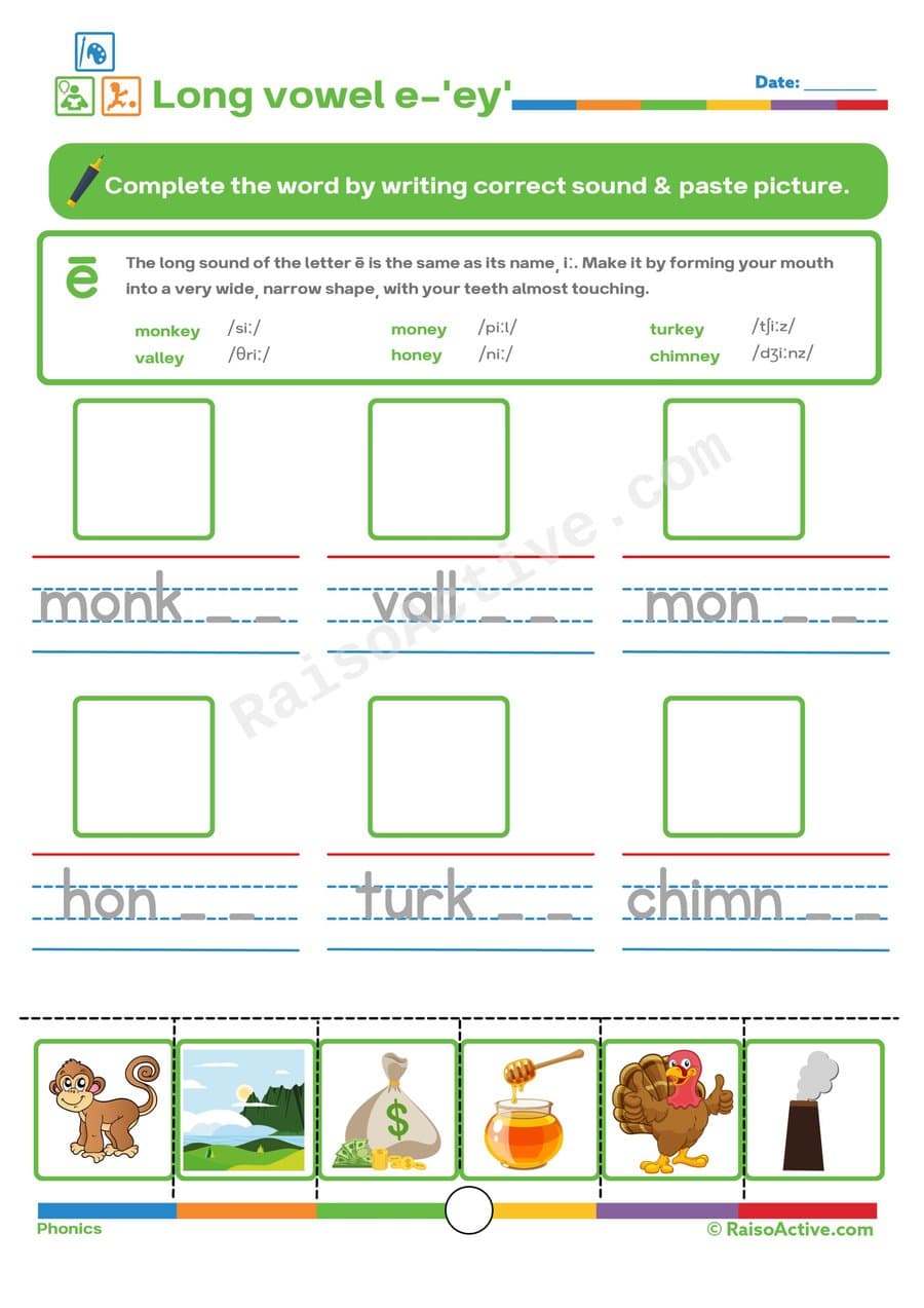 Long Vowel E Worksheet: Write, Match & Paste!