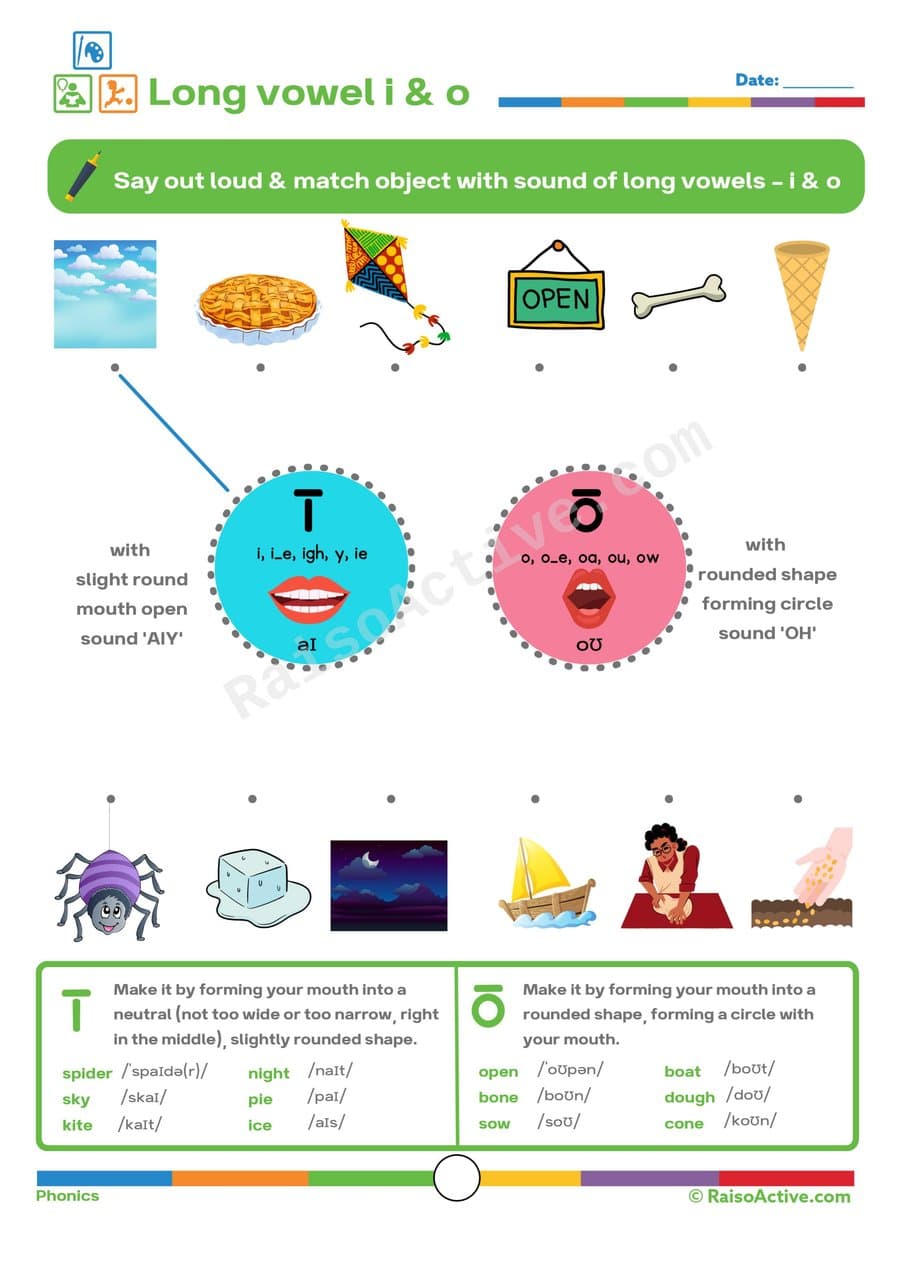 Long Vowel Sounds: Match the Pictures Worksheet