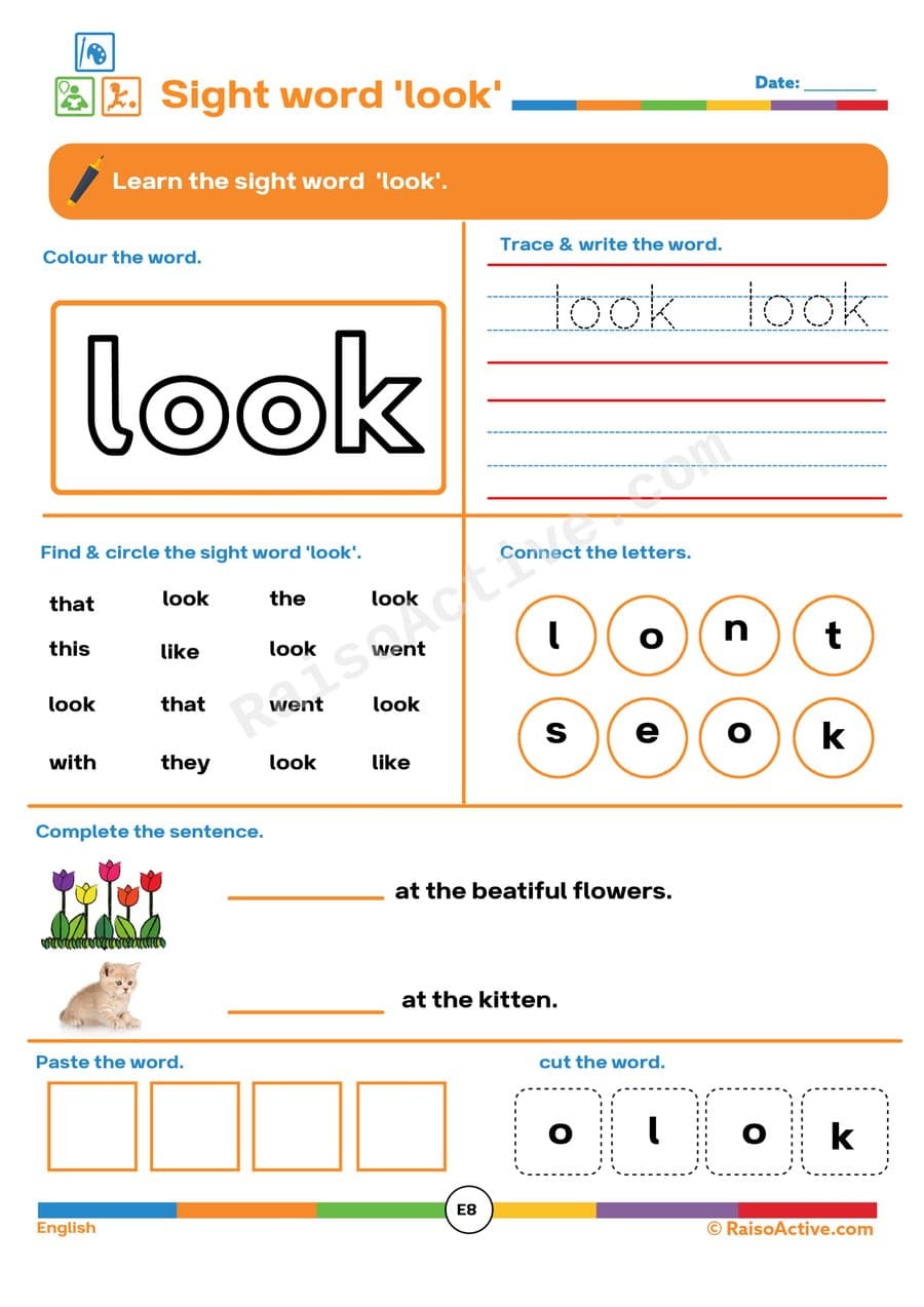 Look! Sight Word 'Look' Worksheet for Preschoolers