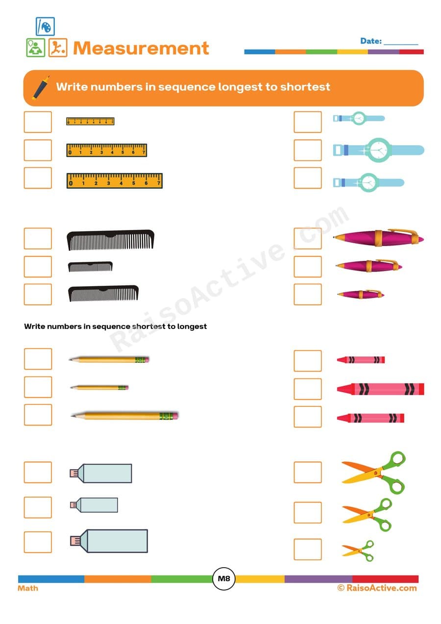 Measurement Worksheet: Longest to Shortest!