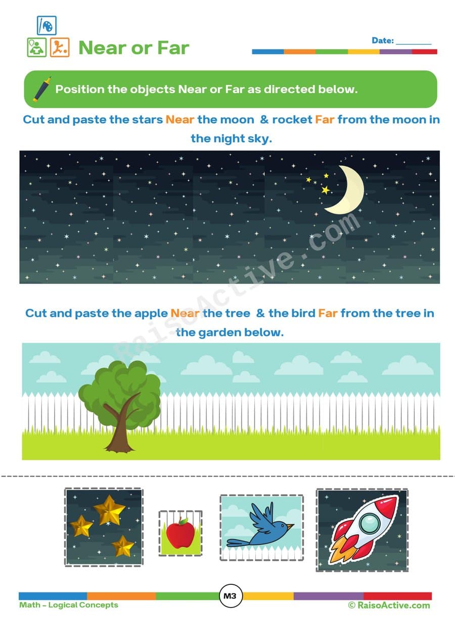 Near or Far Worksheet: Cut and Paste Fun!