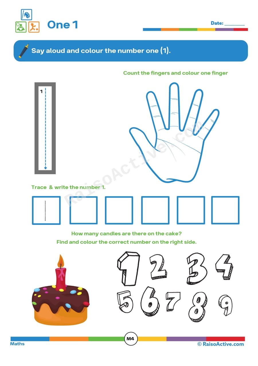 Number One Worksheet: Trace, Count, and Color!