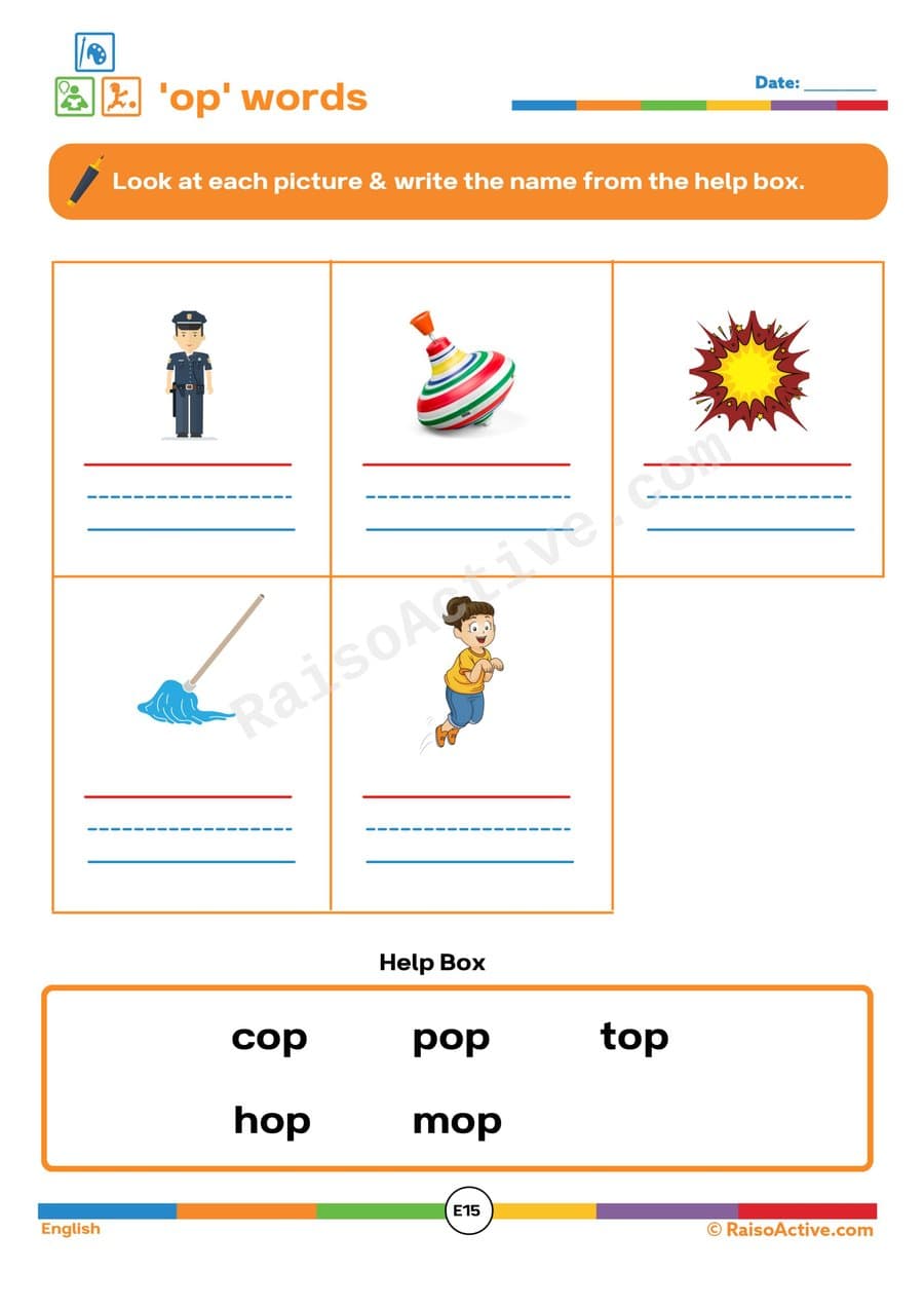 Op Word Worksheet: Read and Write 'op' Words!