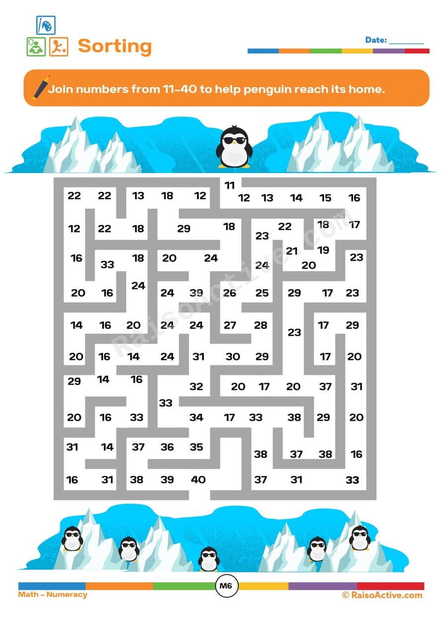 Penguin's Path: A Fun Sorting Worksheet for Kids!