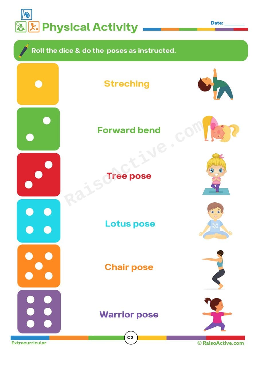 Physical Activity Dice Game: Yoga Poses for Kids!