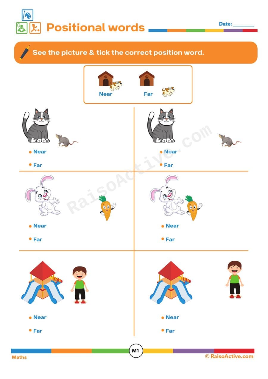 Positional Words Worksheet: Near and Far