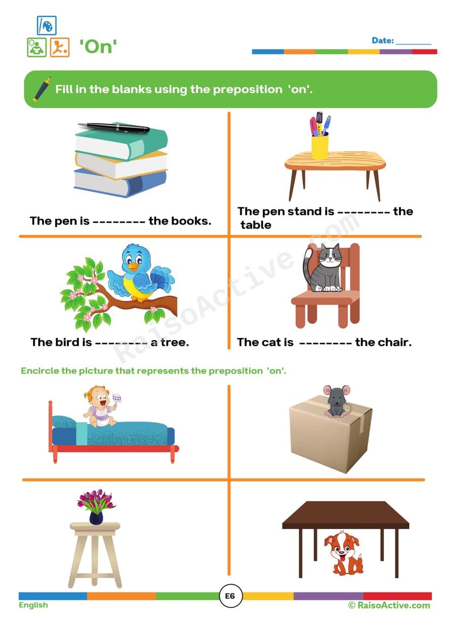 Preposition Fun: 'On' Worksheet for Early Learners