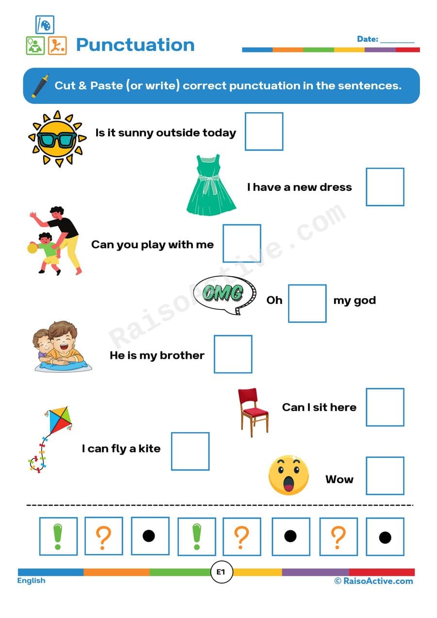 Punctuation Fun: Cut & Paste Punctuation Worksheet