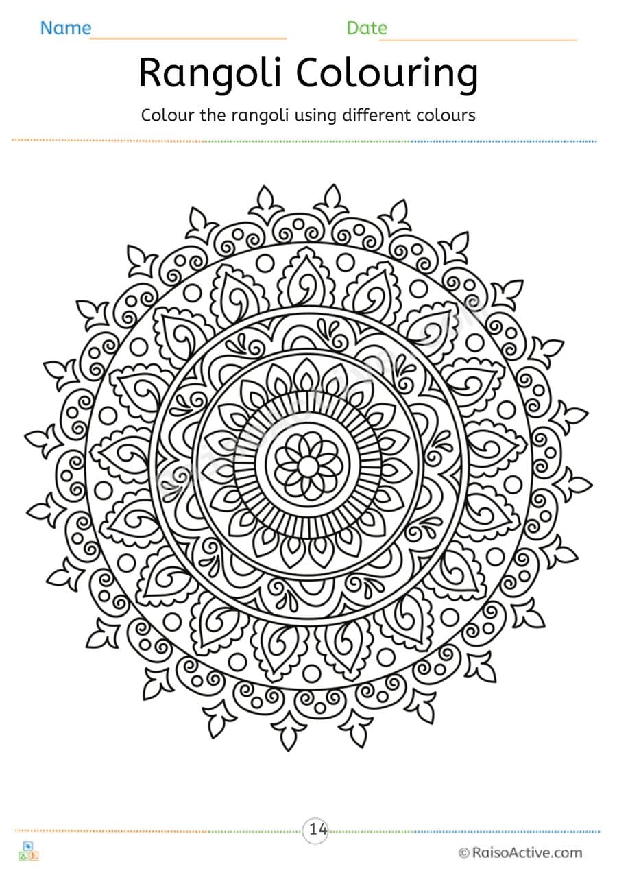 Rangoli Coloring Worksheet for Kids – free printable coloring worksheet preview
