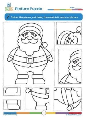 Santa Picture Puzzle Worksheet for Kids