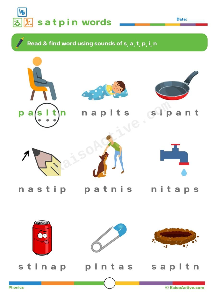 Satpin Words Worksheet: Read and Find the Words!