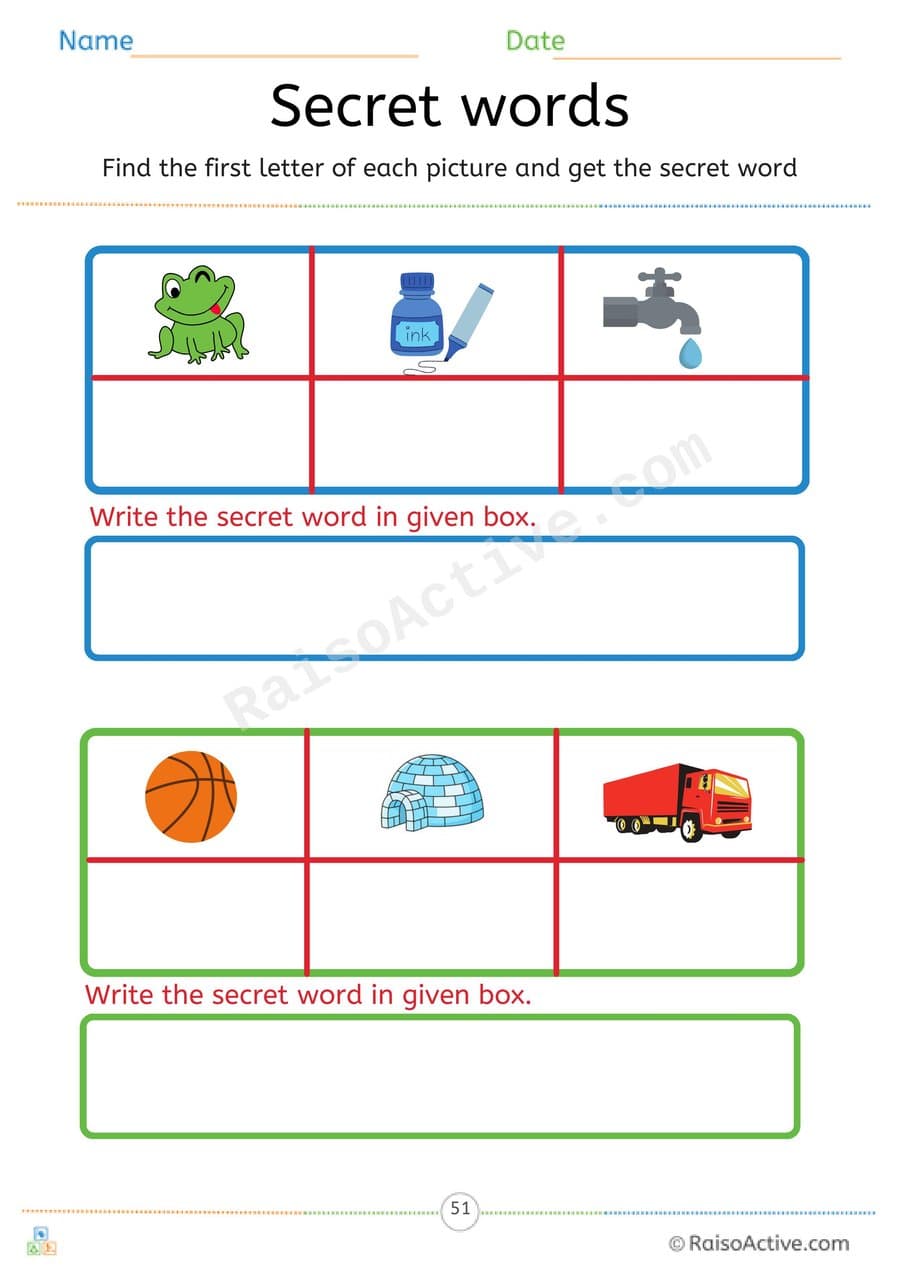 Secret Words: Spell 'it' Family Words from First Sounds – free printable writing worksheet preview
