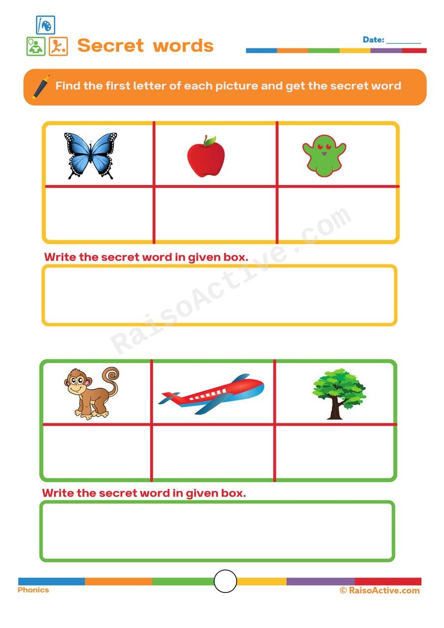 Secret Words Worksheet: Find the First Letter!