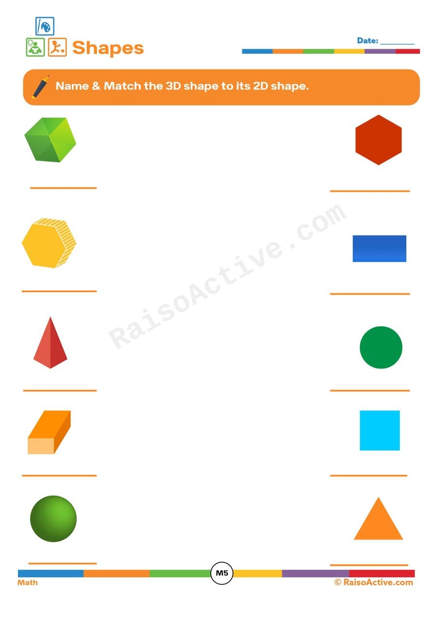 Shape Match: 3D to 2D Shapes Worksheet