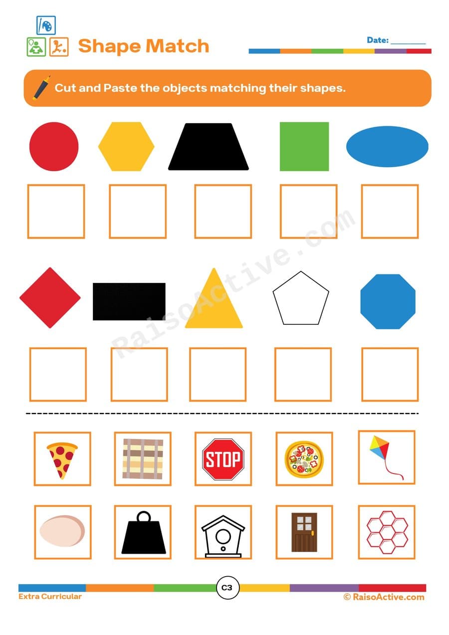 Shape Match Worksheet: Cut and Paste Shapes!