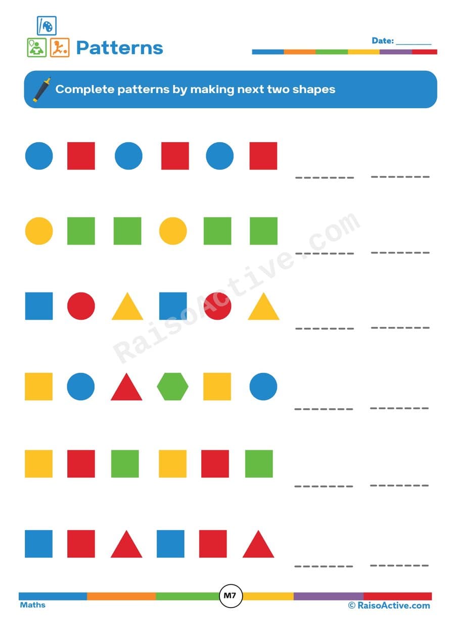 Shape Patterns Worksheet for Preschoolers