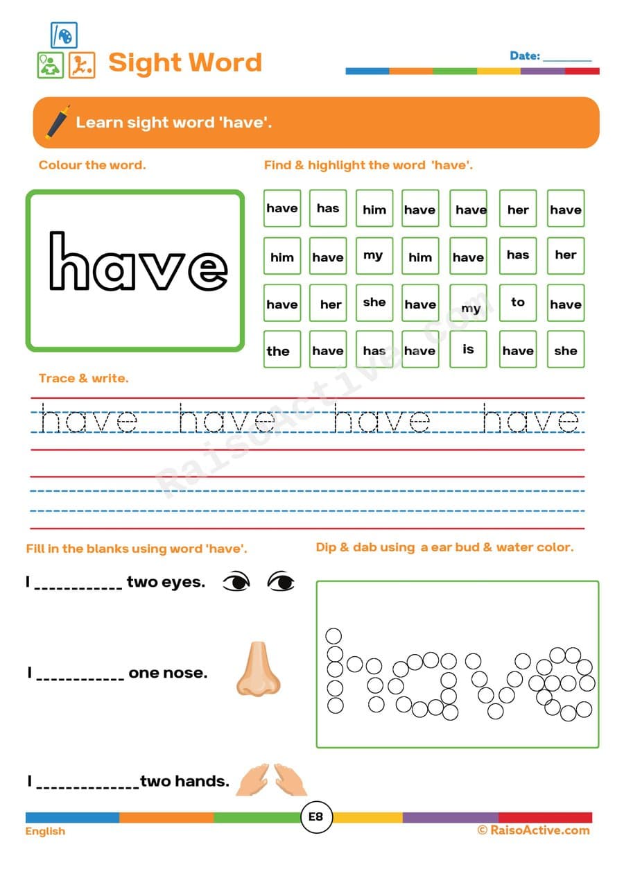 Sight Word 'Have' Worksheet for Early Readers