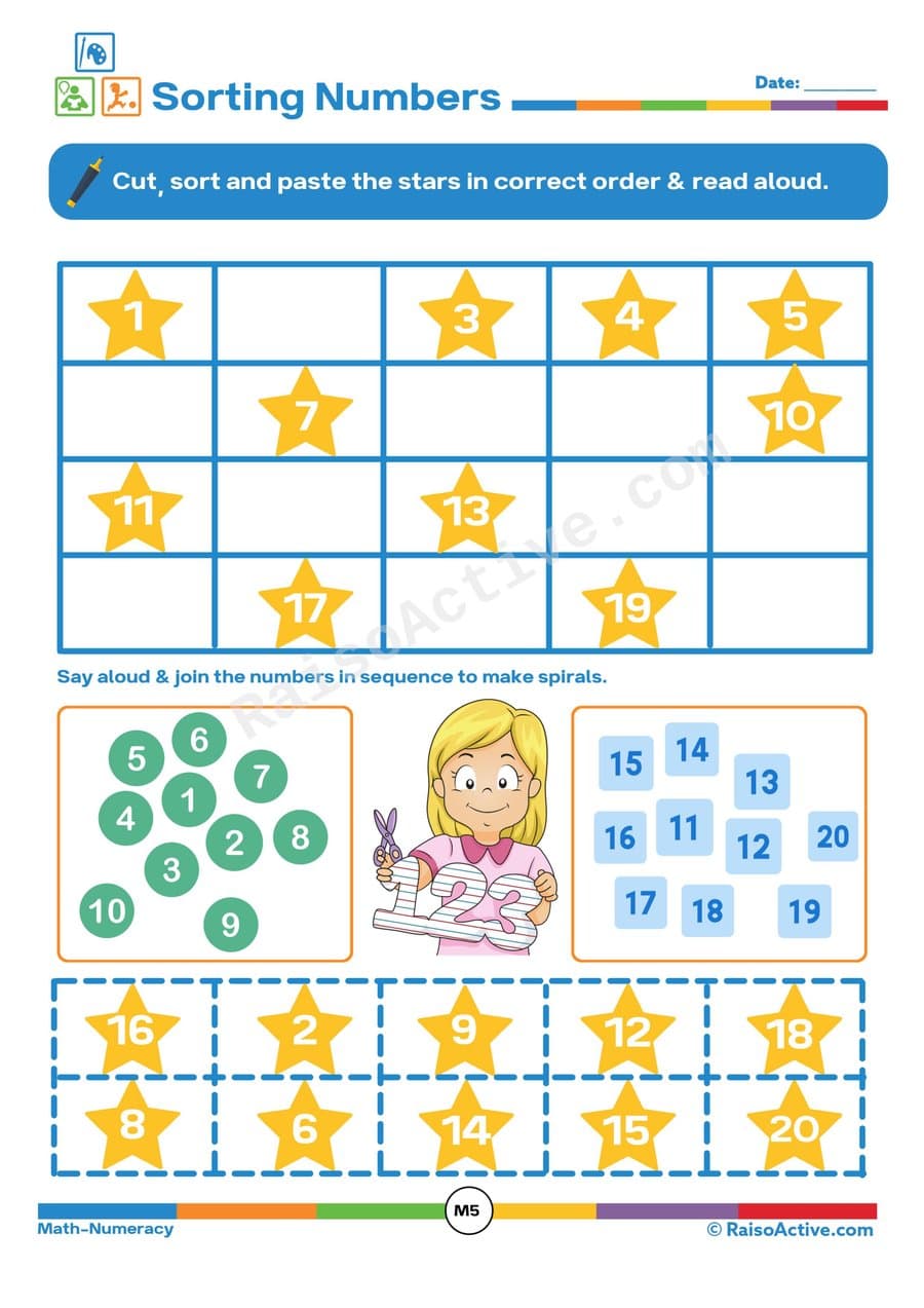 Sorting Numbers Worksheet: Cut, Paste, and Order!