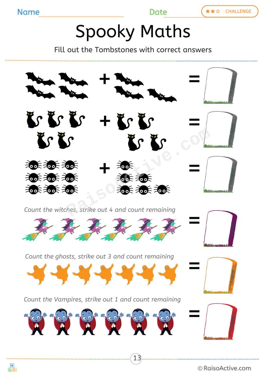 Spooky Math Worksheet: Halloween Counting Fun! – free printable math worksheet preview