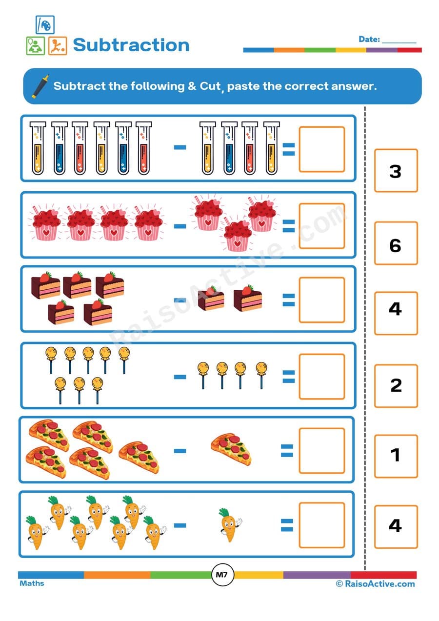 Subtraction Fun: Cut and Paste the Answers!
