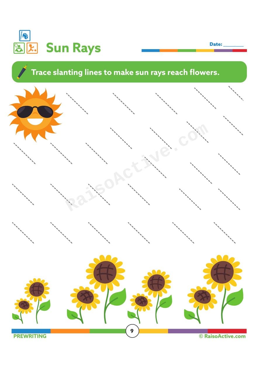 Sun Ray Tracing Worksheet for Preschoolers