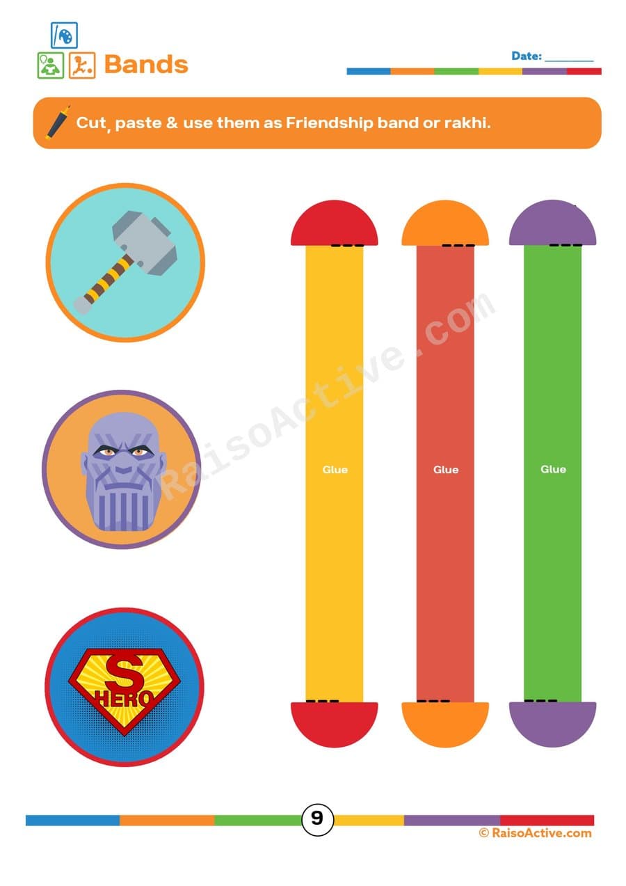 Superhero Friendship Band Craft Worksheet
