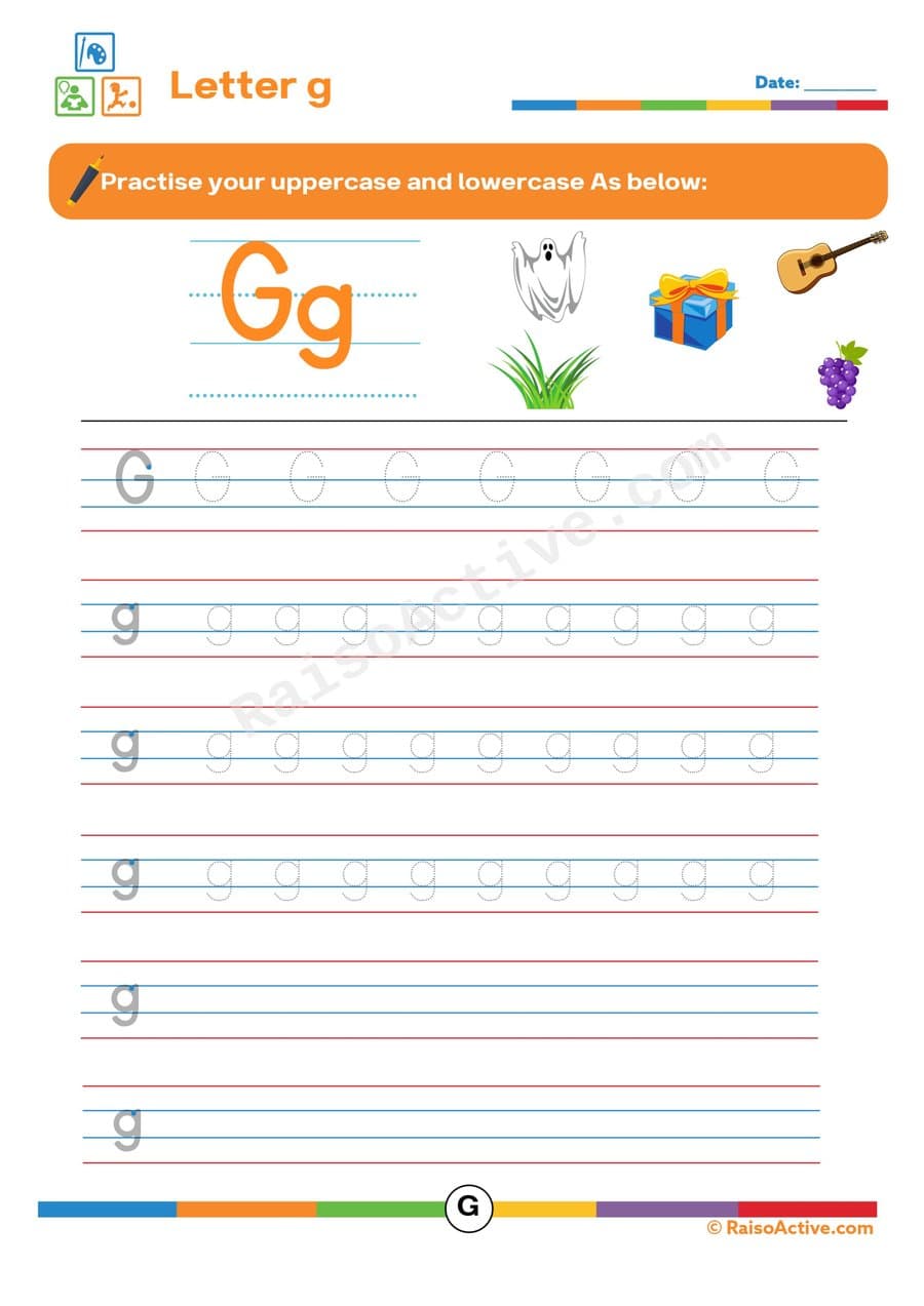 Trace the Letter G Worksheet for Preschoolers