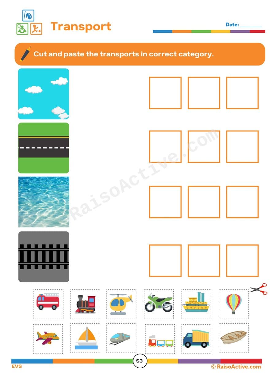 Transport Sorting Worksheet for Preschoolers