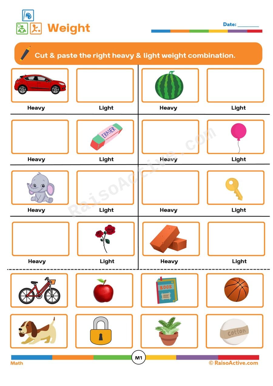 Weight Sorting Worksheet: Heavy vs. Light!