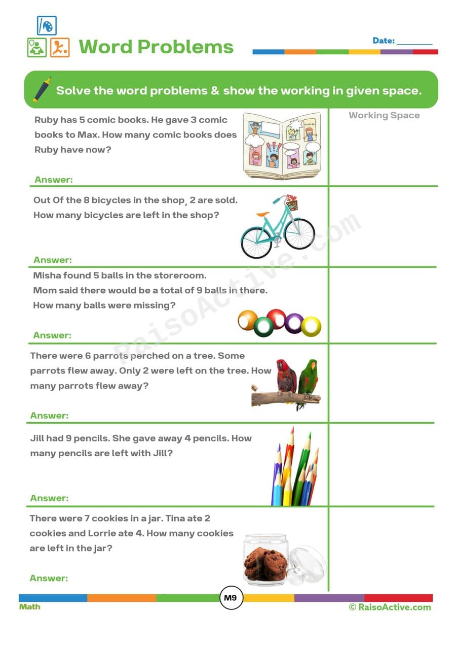 Word Problems Worksheet for Early Learners