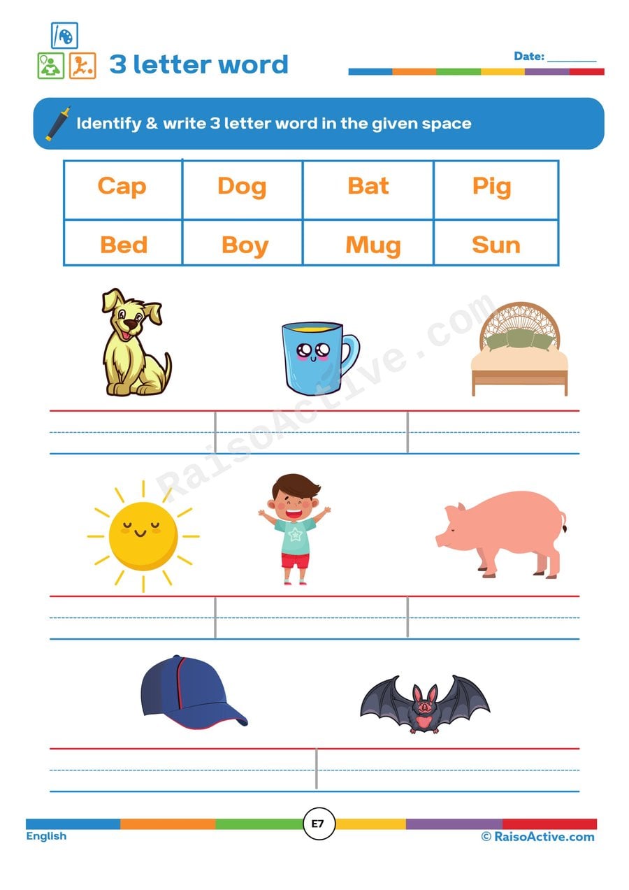 3-Letter Word Fun: Identify and Write! (Worksheet)