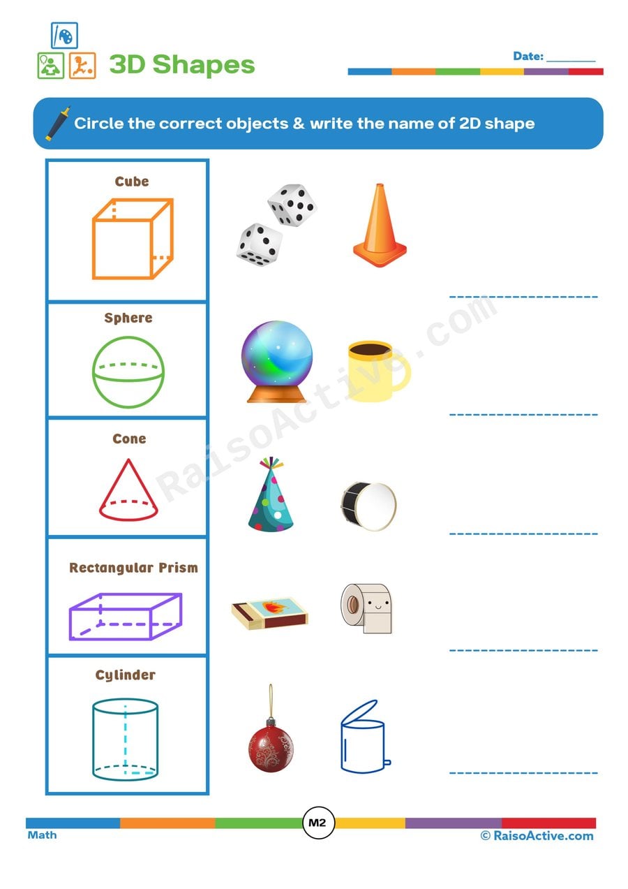 3D Shapes Worksheet: Circle and Name the Shapes!