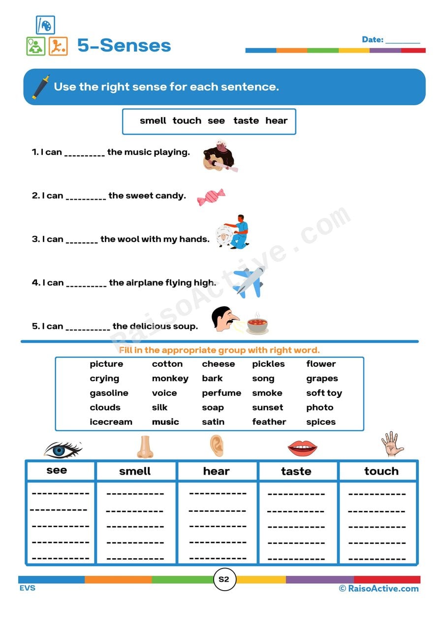 5 Senses Worksheet: Explore the World!