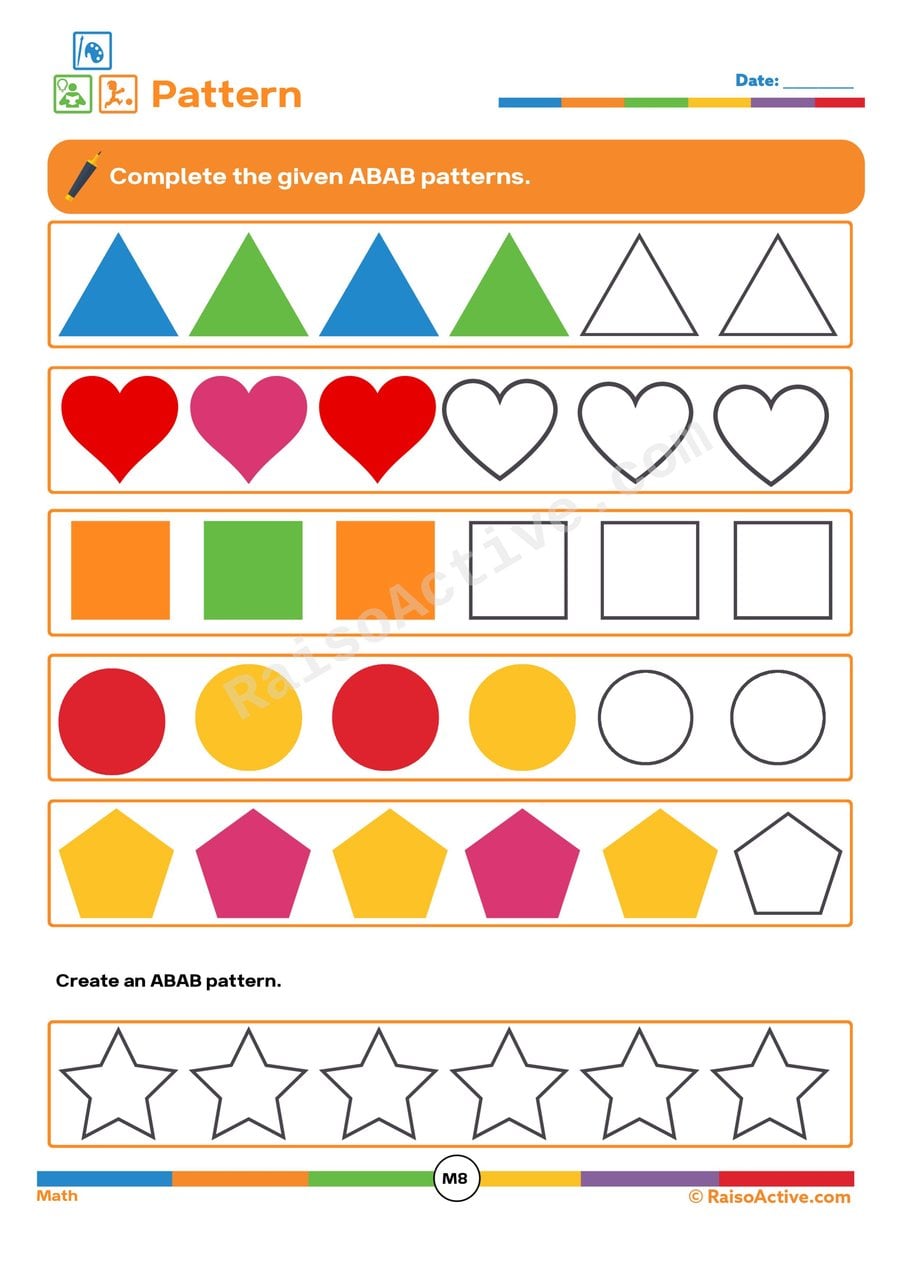 ABAB Pattern Fun: Complete the Shapes Worksheet!