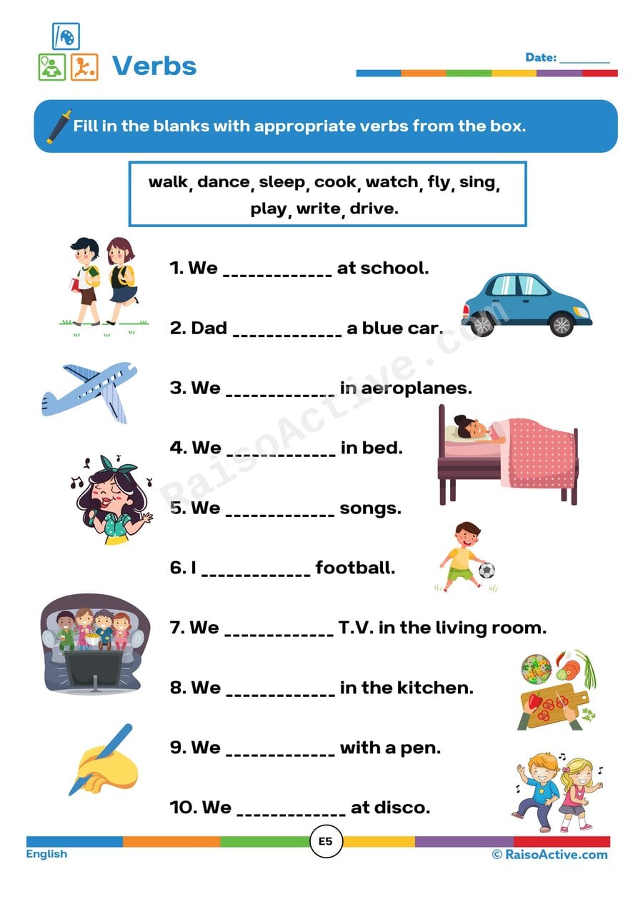 Action Verbs Worksheet: Fill in the Blanks!
