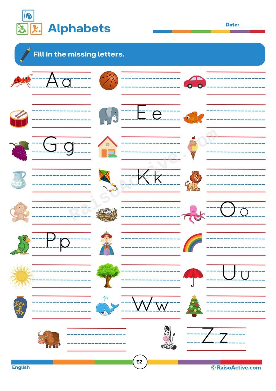 Alphabet Worksheet: Fill in the Missing Letters!
