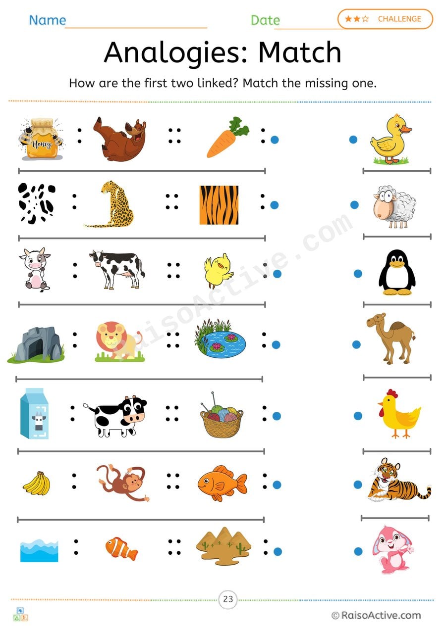 Picture Analogies Worksheet: Match What Goes Together