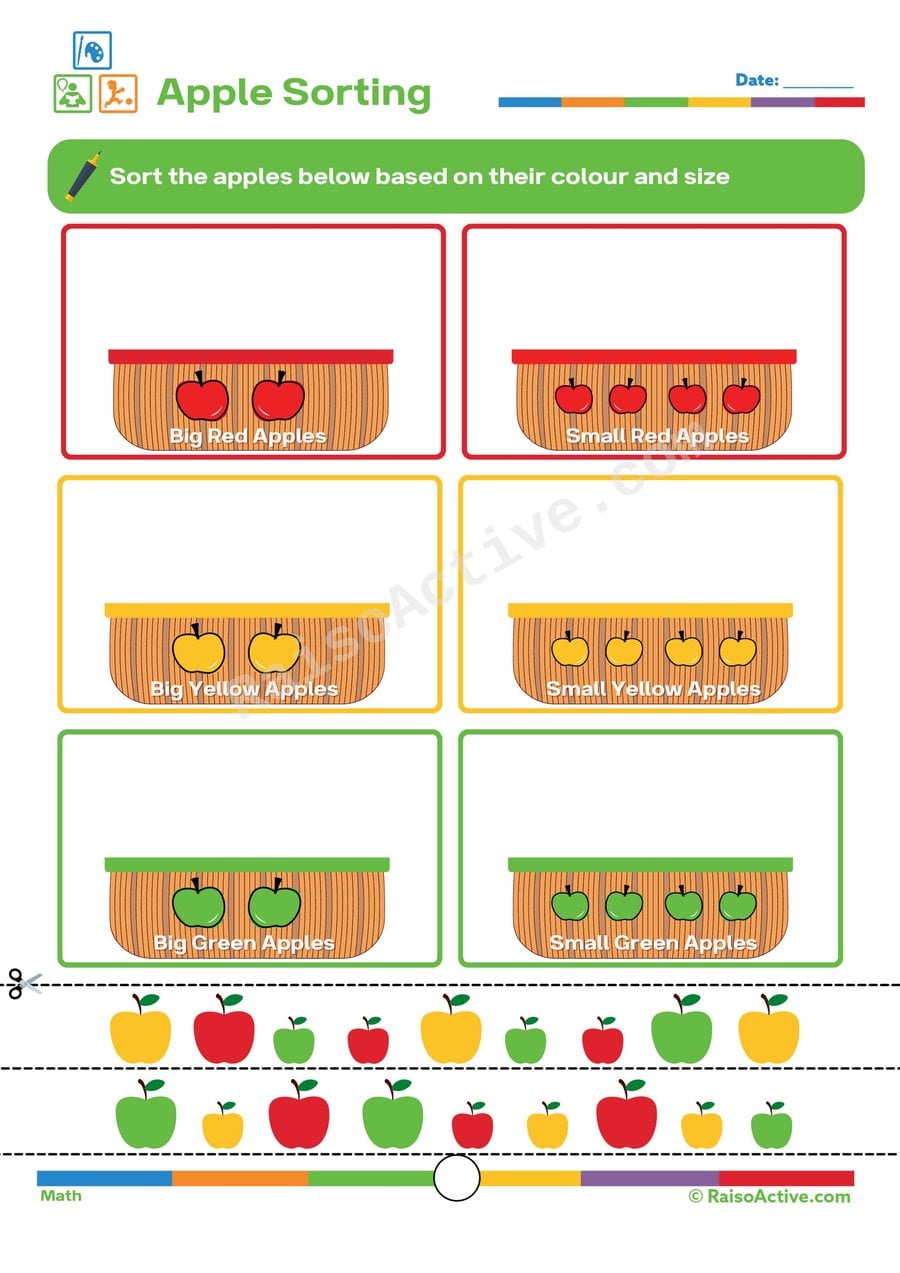 Apple Sorting Worksheet: Color and Size Fun!