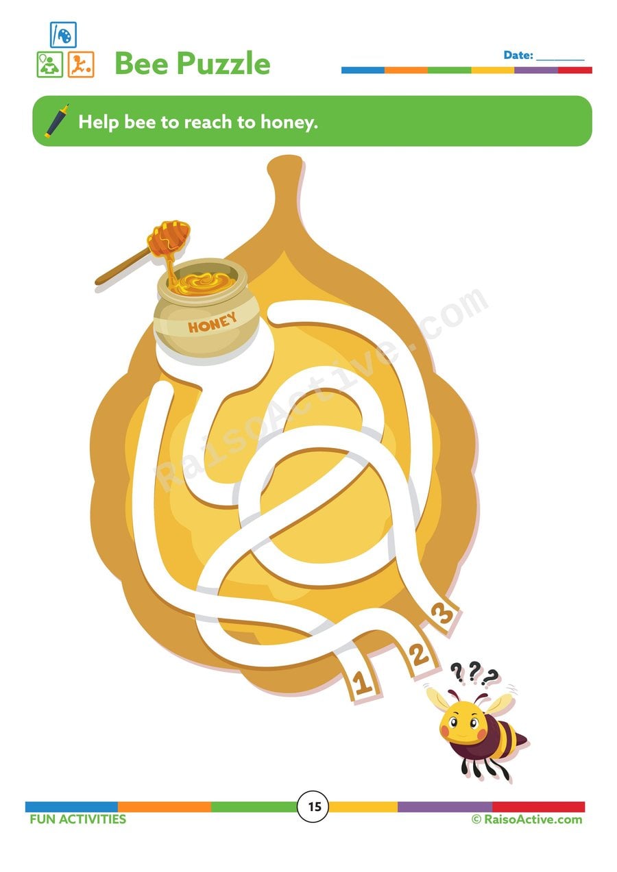 Bee Maze Worksheet: Help the Bee Find the Honey!