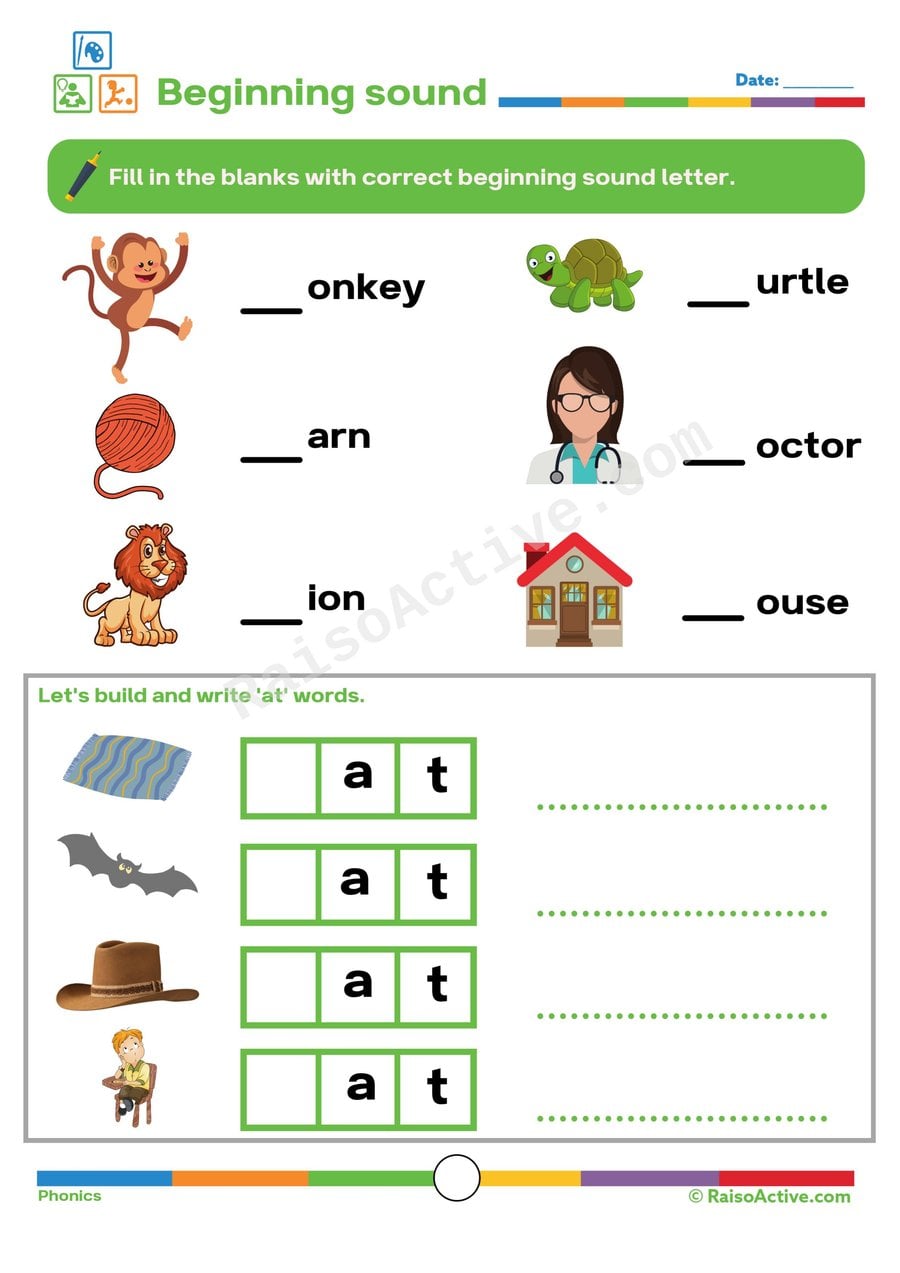 Beginning Sounds Worksheet: Fill in the Blanks!