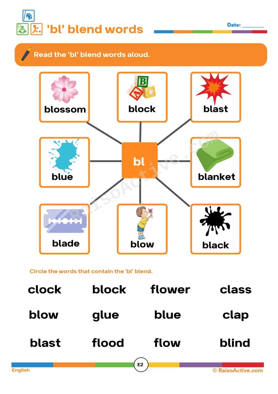 'bl' Blend Words Worksheet: Read, Circle, and Learn!