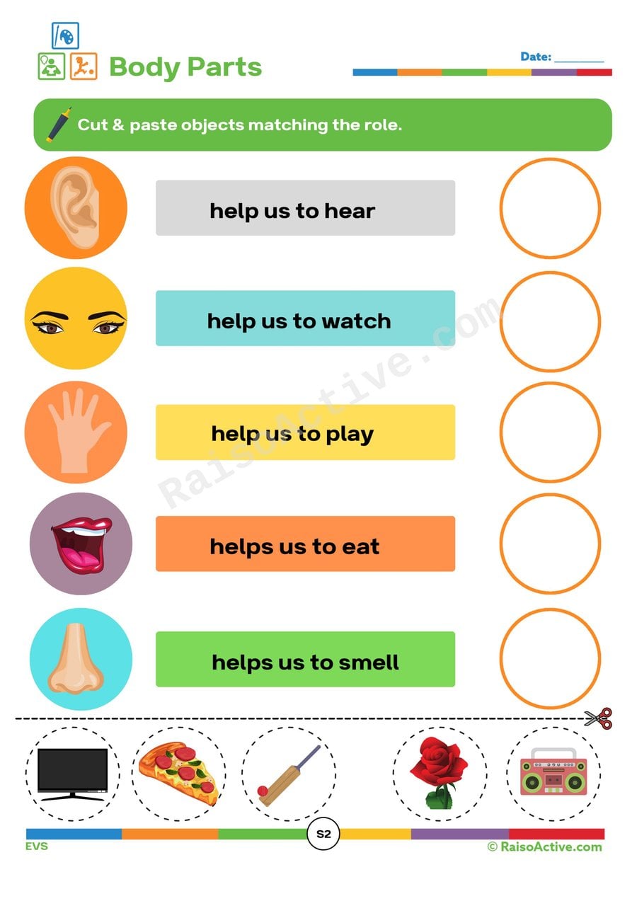 Body Parts Matching Worksheet for Preschoolers