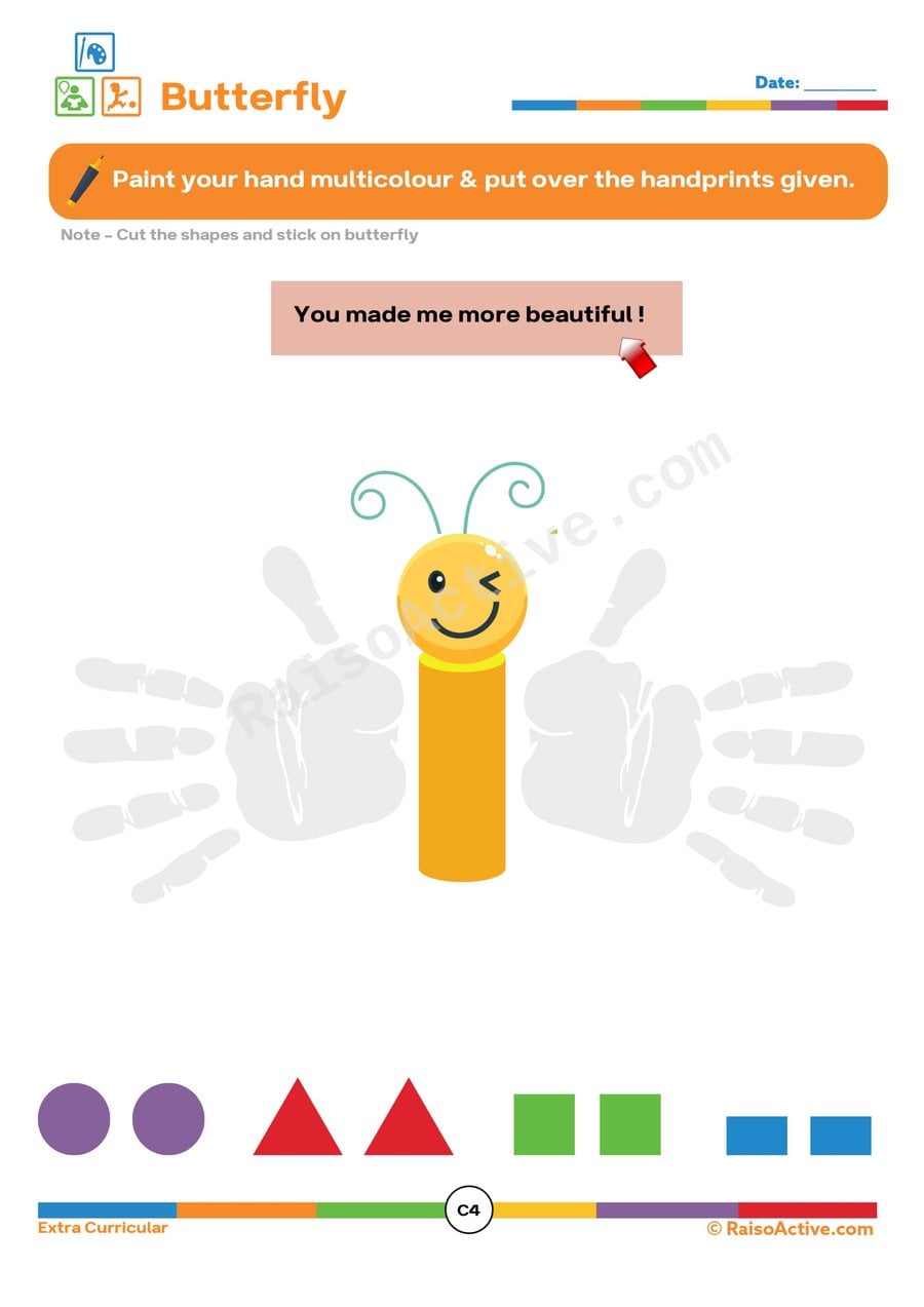 Butterfly Handprint Craft Worksheet for Kids