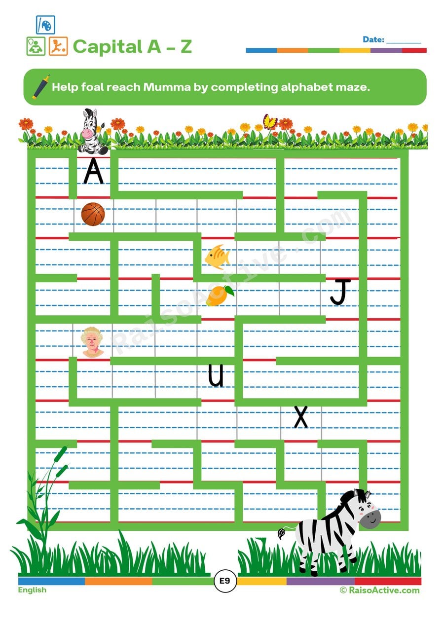 Capital Letter Maze: Help the Foal Find Mumma!