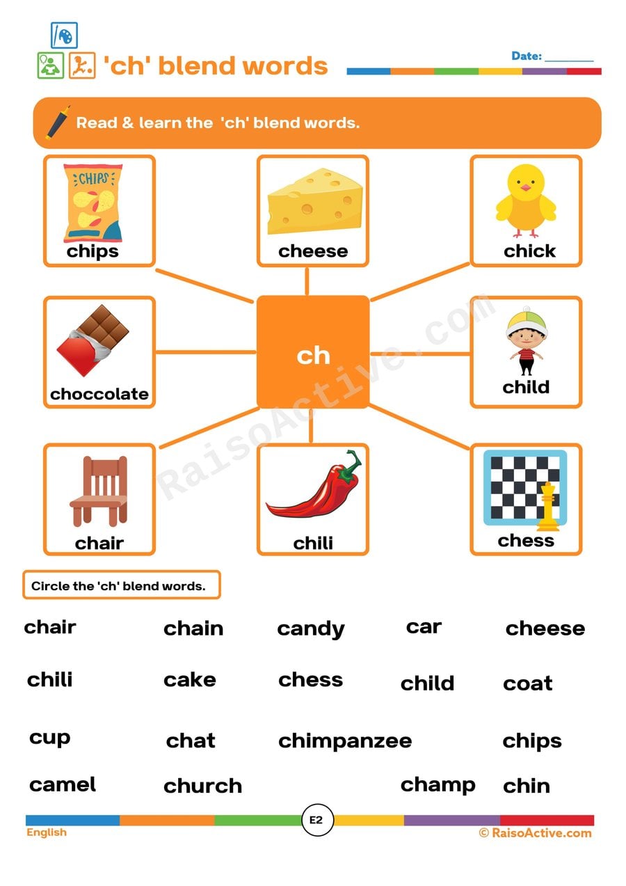 Ch Blend Words Worksheet: Read, Learn, and Circle!