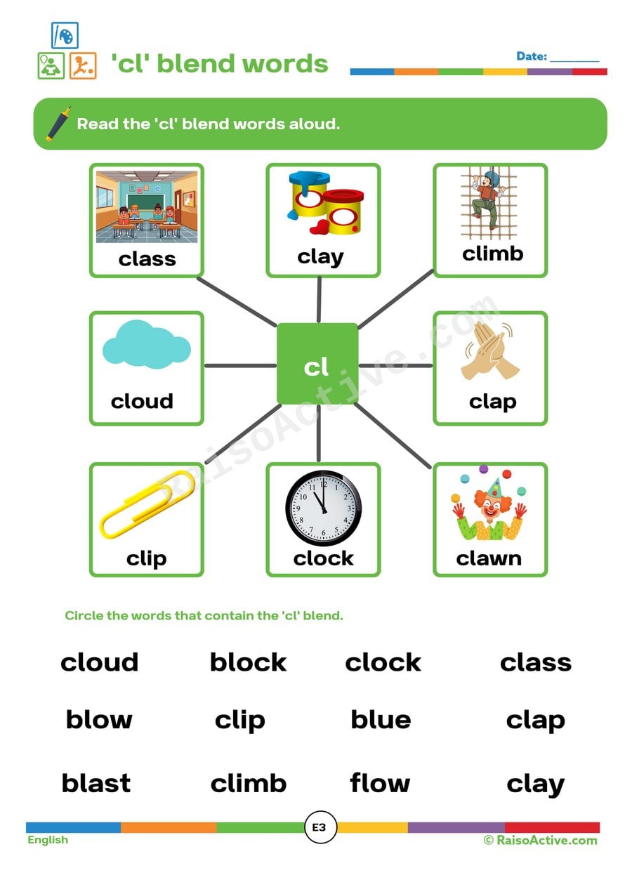 Cl Blend Words Worksheet: Read and Circle!