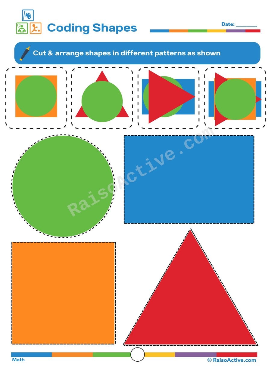Coding Shapes Worksheet: Cut and Arrange Shapes!