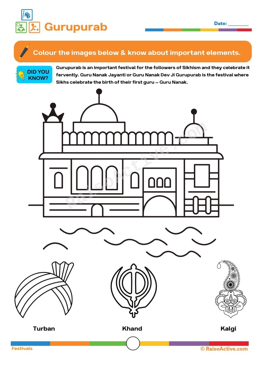 Coloring Gurupurab Worksheet for Kids
