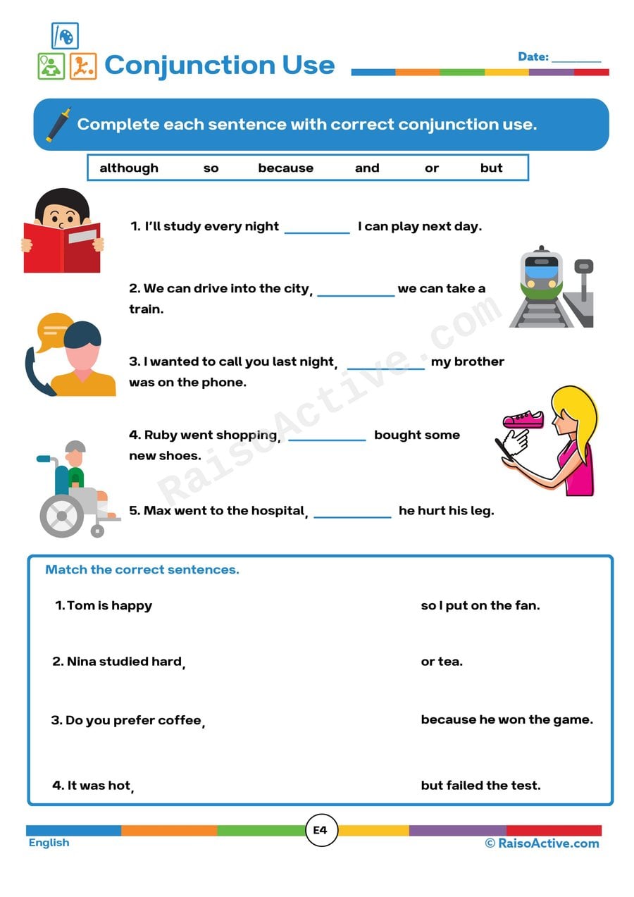 Conjunctions Worksheet: Complete the Sentences!