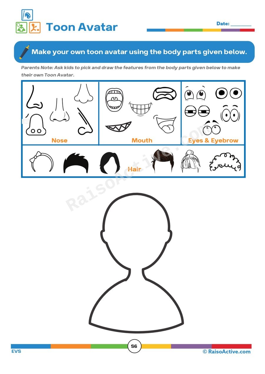Create Your Own Toon Avatar Worksheet for Kids
